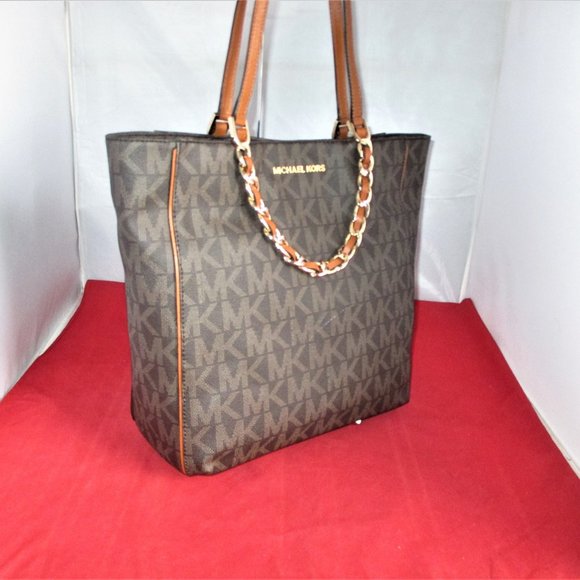 Michael Kors Harper Large N/S MK Signature Tote $298 Brown #013 - Picture 3 of 13